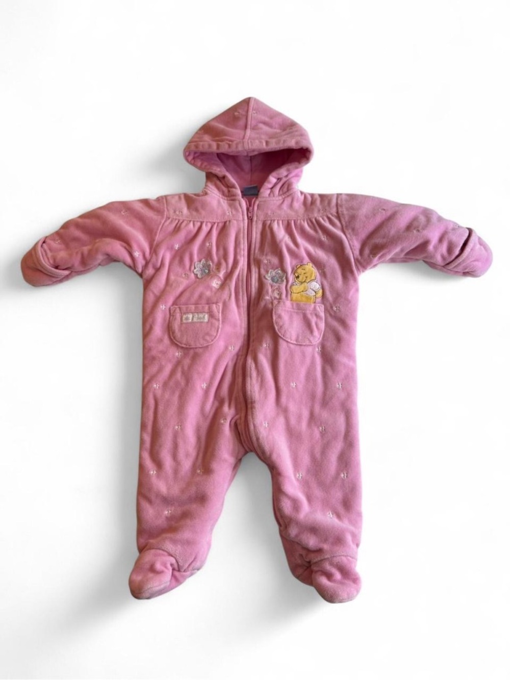 Disney Baby Winnie the Pooh Pink Velour Bunting Snowsuit 6-9M